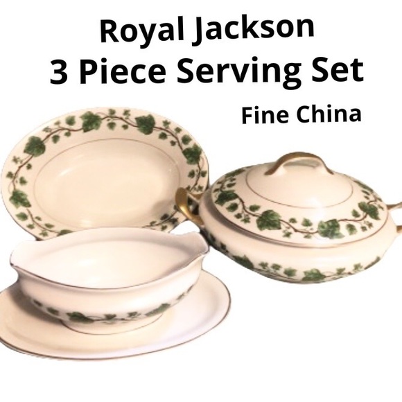 3 Piece Set of Royal Jackson Fine China.              Serving Set Ivy Trim - Picture 1 of 9